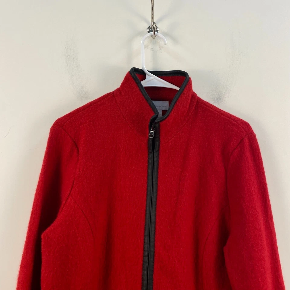 Charter Club Mujer Suéter Mediano Bolsillos con Cremallera Borde de Cuero Manga Larga Rojo 9504 Foto 3 de 4