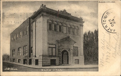 #ad Baker City Oregon OR Elks Hall Carl Adler c1900s 10s Vintage Postcard $9.99