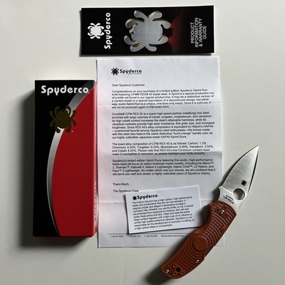Spyderco C41PBORE5 Pocket Knife Burnt Orange, Sprint Production Run