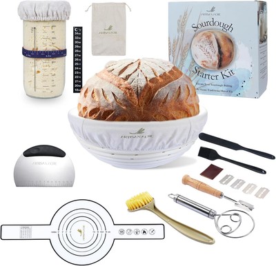 Sourdough Bread Baking Supplies 22 PCS Complete Sourdough Starter Kit 10'' Jar