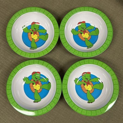 4 VTG NOS Franklin Turtle Bowls Melamine Nick Jr. Nelvana Cartoon Nickelodeon