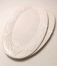 2x Countryfield Servierplatte Oval Weiß 40 cm Dekoteller Platte Vintage Landhaus