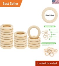 20PCS Natural Wood Rings 2.2  Unfinished Crafting Connectors for DIY Projects