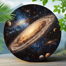 1pc 2D 1pc 7.87x 7.87inch Aluminum Andromeda Retro 2D Wall Art- Inch Round Metal