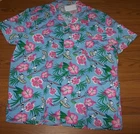 Peanuts Snoopy Surfing With Tropical Floral Light Blue Aloha XL Hawaiian Shirt