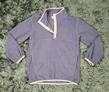 Athleta Girl Pullover Youth XL 14 Purple Fleece Snap Button Pockets Thumb Hole
