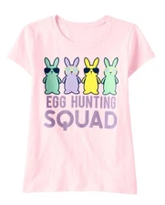 Girl's XL 14 t-shirt Egg Hunting Squad Easter Short Sleeve Crew Neck