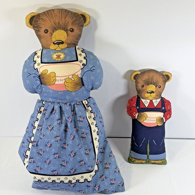 Goldilocks and the Three Bears 3 Way Reversible Fabric Doll 16  11  Handmade