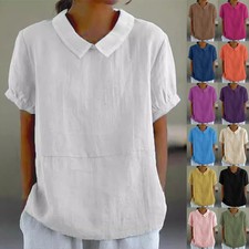Plus Size Ladies Summer Short Sleeve Tee Casual Loose//Shirts Cotton Tops Blouse