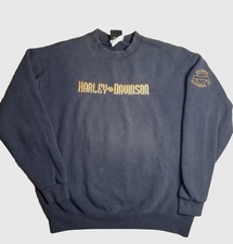 Vtg Harley Davidson Crewneck Sweatshirt Biker Grunge Bar Shield 90s Faded USA L
