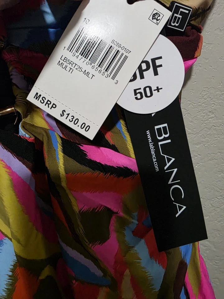 La Blanca Tropic Waves Underwire Lace Up One-Piece Swimsuit Sz 10 plunge NEW - Image 3 of 4