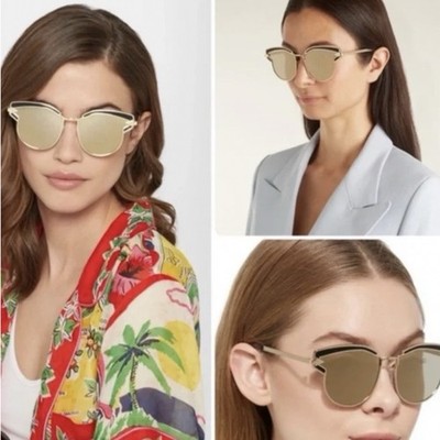 Karen Walker Superstars Felipe Sunglasses Cat Eye Gold Tone Mirrored Black