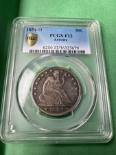 1854-O SEATED LIBERTY SILVER HALF DOLLAR PCGS F12