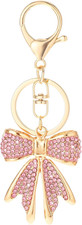 Pink Bow Keychain Cute Bag Charms Aesthetic Keychain Rhinestone Bowknot Keychain