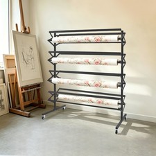 Large Paper Roll Holder, Mobile Rolling Organizer, Paper Roll Dispenser w/ 8Rods
