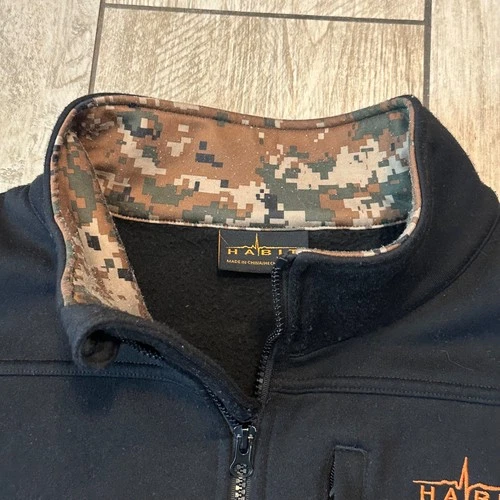 Habit Mens Black Solid Long Sleeve Camo Mock Neck Full Zip Jacket Size XLarge image 5