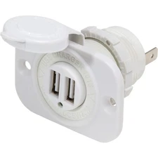 Blue Sea 12V DC Dual USB Charger Socket - White 1016200