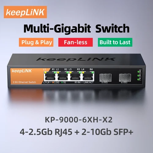 6-Port Multi-Gigabit Switch 4x 2.5Gb Ethernet 2x 10G SFP+