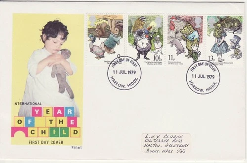 GB Stamps First Day Cover International Year of Child, book, bear PHILART 1979