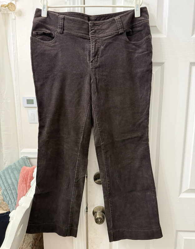 Venezia Women's Petite Corduroy Dress Pants Flat Front Cotton/Spandex Brown 16