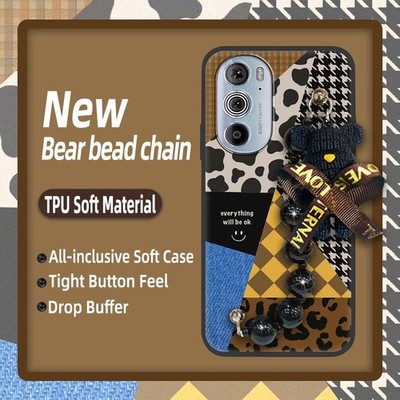 MYDING-Phone Case for MOTO Edge30 Pro/Edge+ 2022,  Bear bracelet silicone cute