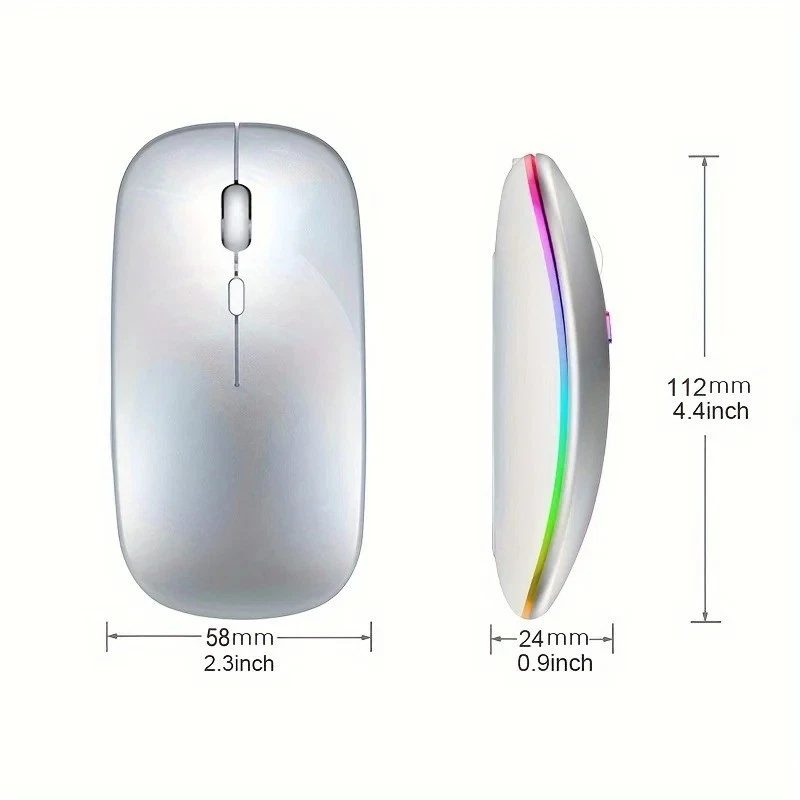 2.4GHz Wireless Optical Mouse USB Rechargeable RGB Cordless Mice For PC Laptop - Image 4 of 4