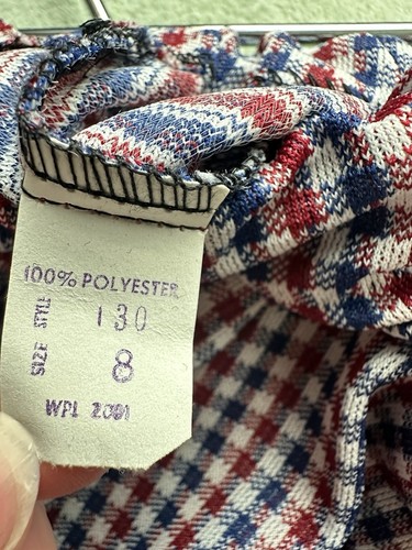 Kids polyester shorts 70s Finale Fabric 2t Or 3T Red White Blue Check - Picture 4 of 6