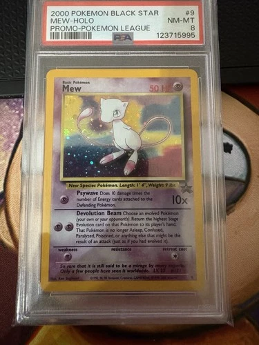 Pokemon League Black Star Promo Mew Holo Card 2000 PSA 8 NM-MT