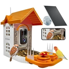 Bird Feeder with Camera with Solar Panel, Smart Bird Feeder Wireless Outdoor 