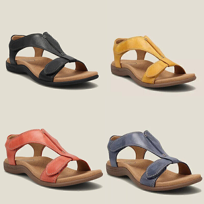 Sandalias de mujer con correa para el tobillo ajuste ancho, zapatillas planas, zapatos de playa