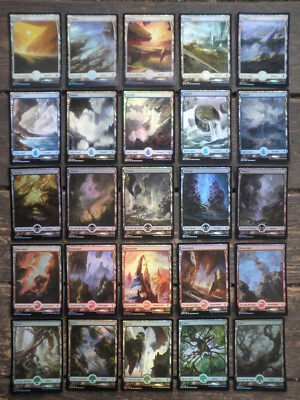 mtg magic set 25 land FOIL FULL ART ZENDIKAR swamp island forest mountain plains - Photo 1/4
