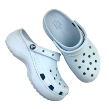 Crocs Iconic Comfort Chunky Thick Sole Blue Clogs Sandals Womens 9