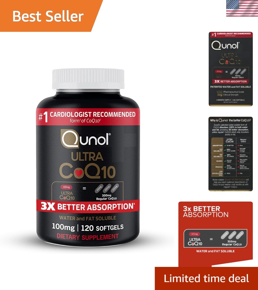 3x Absorption CoQ10 100mg Softgels - Unflavored, 4-Month Supply, 120 Count