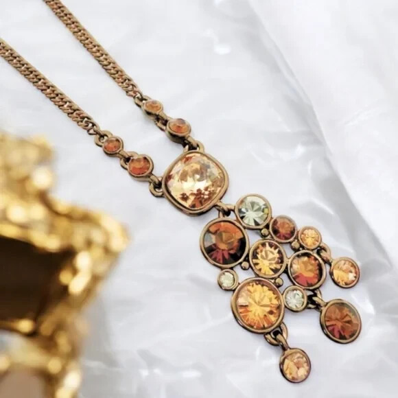 Givenchy Bronze Crystal Pendant Necklace. Retail $78
