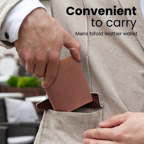 Genuine Leather Wallets for Men Handmade Bifold Men's Wallet Extra Capacity - Picture 28 of 43