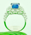 18k Solid White Gold Natural Diamond & AAA Emerald  Cut Tanzanite Ring 5.64 ct — photo 6