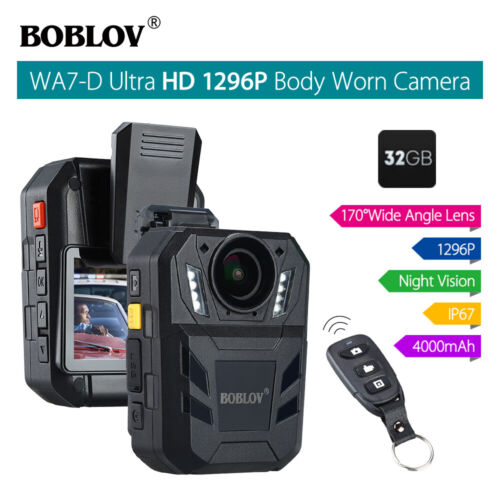 BOBLOV WA7-D HD 1296P 32GB 2" Body Worn Camera Police Guard Video DVR Cam - Picture 1 of 23