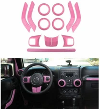 PINK 12pcs Full Set Kit Interior Decoration Trim Kit for Jeep Wrangler JK 11-17