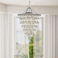 Cone Shape 4-light Matte Silver Crystal Chandelier on sale Cone Shape 4-light Matte Silver Crystal Chandelier on sale