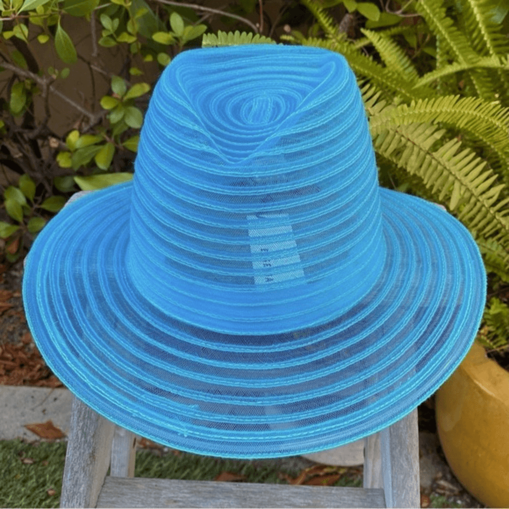 NWT New! Eugenia Kim Blaine Blue Mesh Fedora Sun Travel Hat  display picture 3