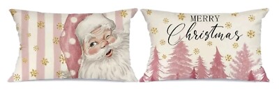 GEEORY Christmas Pillow Covers 12x20 Set of 2 for Christmas Decorations Santa...