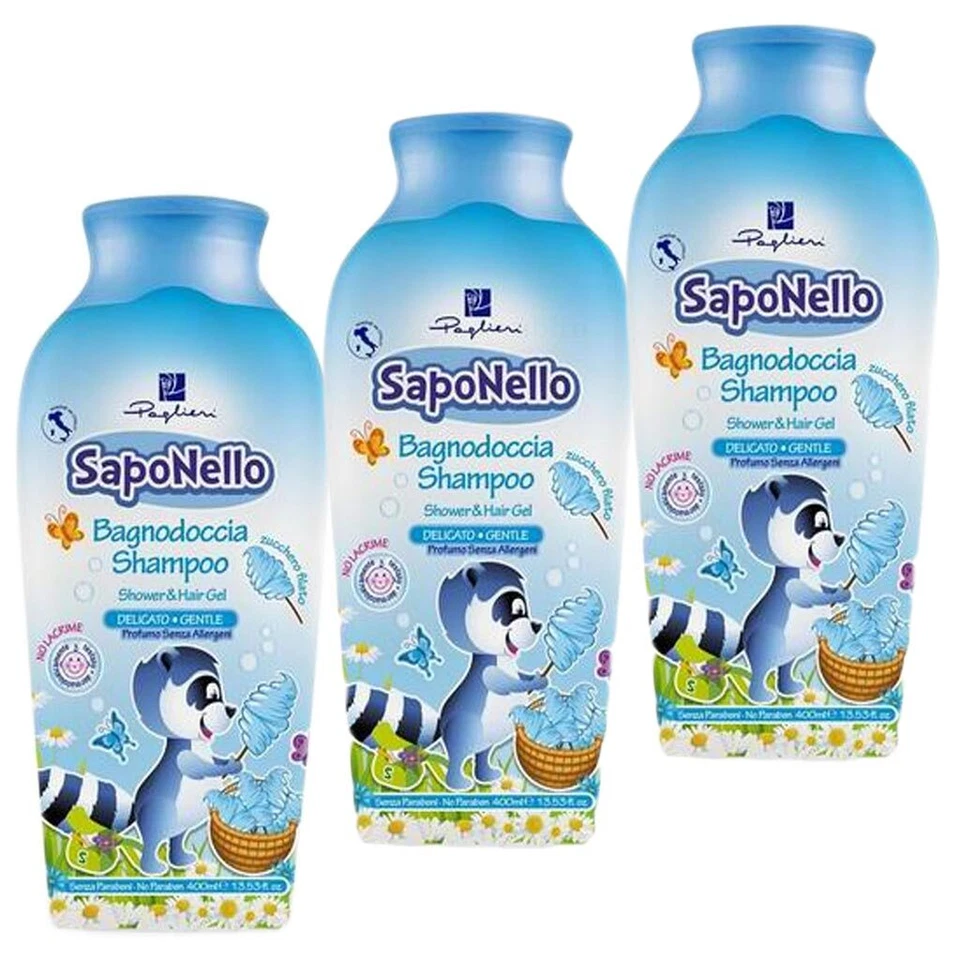 SAPONELLO PAGLIERI PAGLIERI Saponello Duschgel & Shampoo Kids Zuckerwatte 3x 400 ml