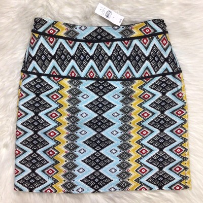 NWT Ann Taylor LOFT Aztec Print Mini Skirt Size 0 (27x18). MSRP $69.