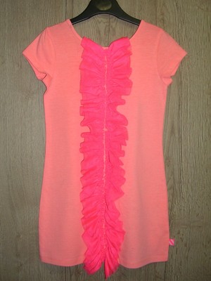 Billieblush Mädchen neonpink Baumwolle Tüll Rüschen vorne T-Shirt Kleid Alter 6 114 cm