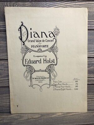 Vintage Sheet Music Diana Grande Valse De Concert 1912 Edward Holst
