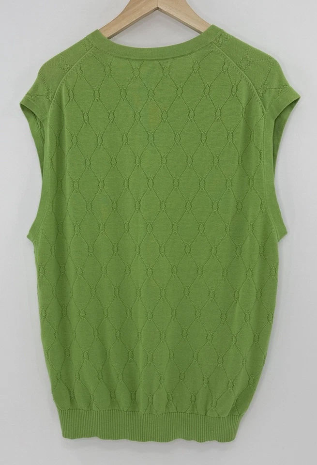 Cutter & Buck Men’s Pima Cotton Vest Sz L Green V Neck Knit Golf - Image 2 of 4