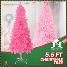 5.5 FT Christmas Tree Artificial Metal PVC Leaves Party Xmas Holiday D��cor Pink