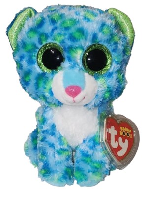 Ty Beanie Boos - LEONA the Blue Leopard 6'' NEW MWMTs Plush Stuffed Animal Toy