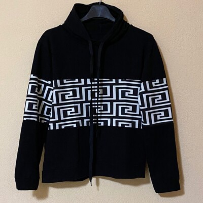 Hoodie Geometrisches Muster Griechisch Schwarz Casual Basic Urban Alternative