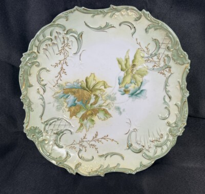 ANTIQUE VINTAGE ROUND SCALLOPED GREEN & RAISED GOLD FLORAL DRESSER PLATE 10 | eBay ANTIQUE VINTAGE ROUND SCALLOPED GREEN & RAISED GOLD FLORAL DRESSER PLATE 10 | eBay